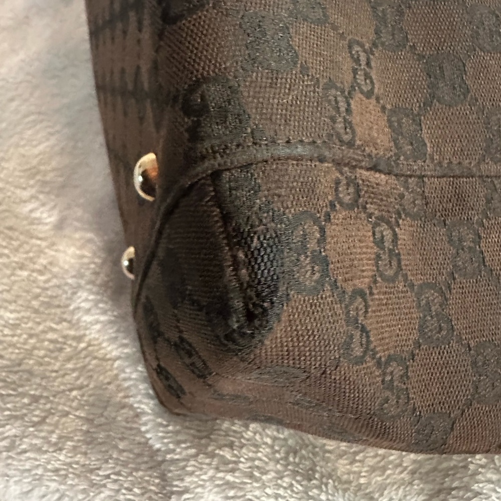 Gucci Chocolate Brown/Black Monogram Tote - Picture 6 of 12